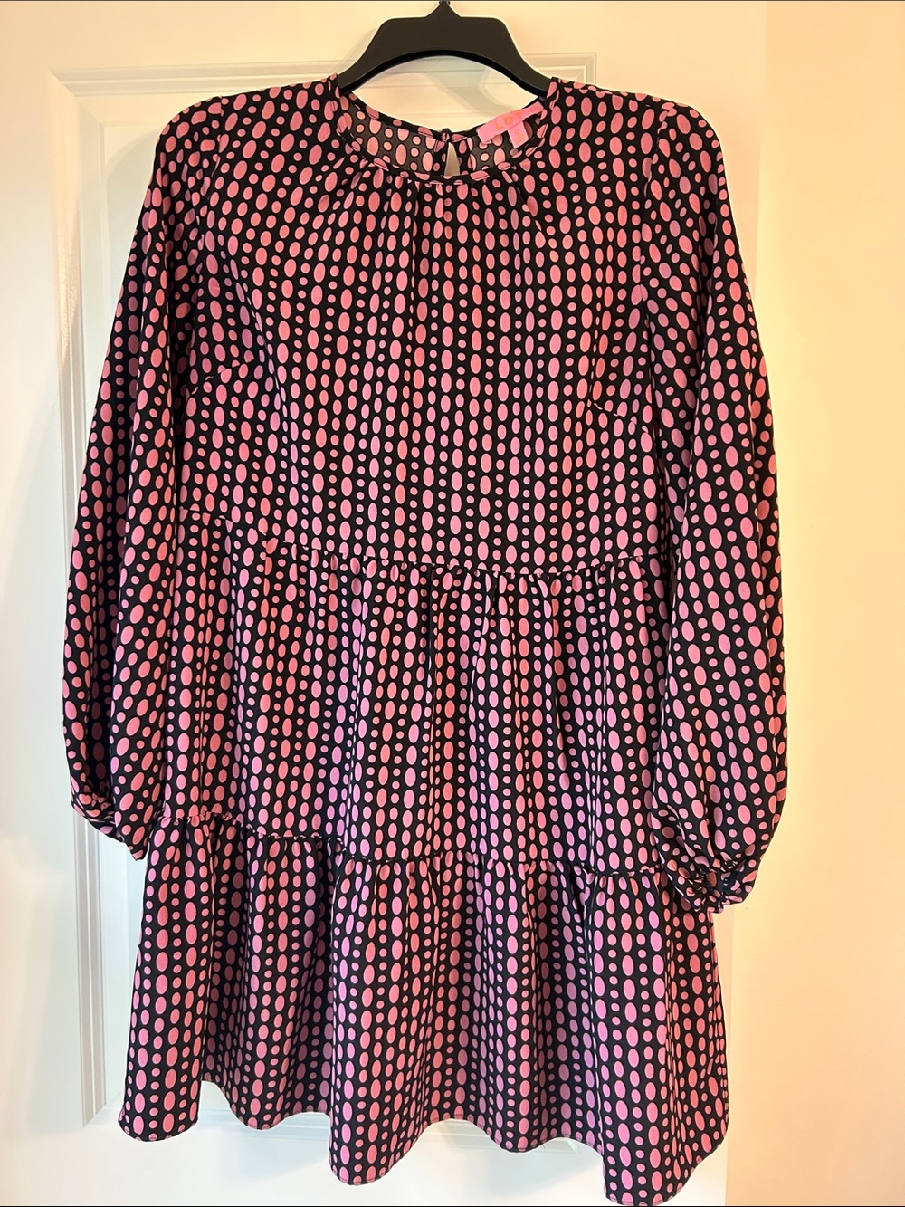LDT Pink Polka Dot Tiered Dress - Contemporary, Cocktail Dress, Summer, Casual